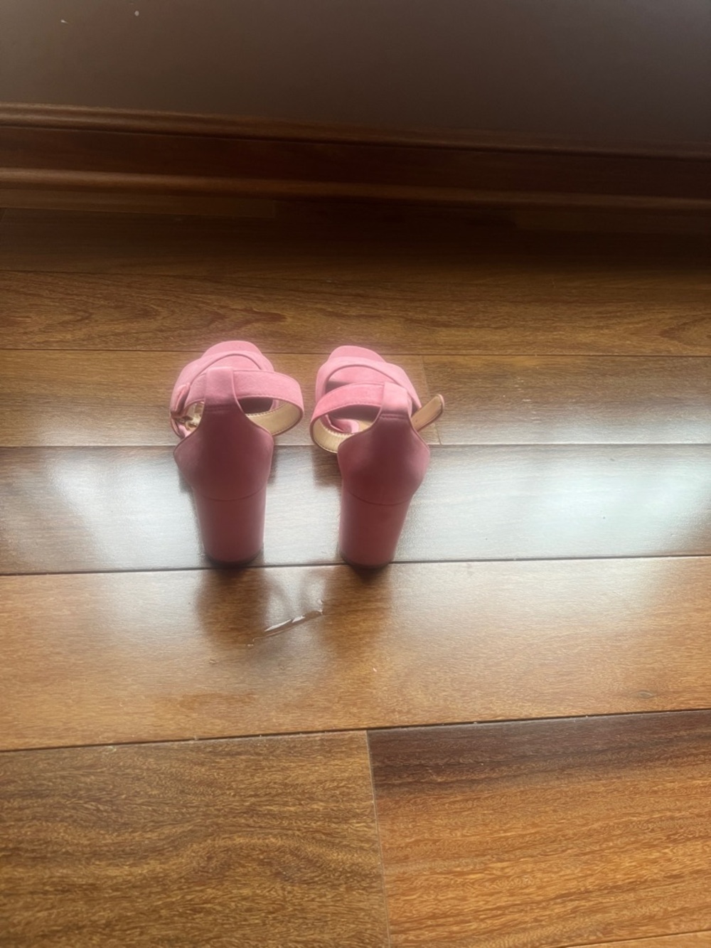 Naturalizer Pink Suede Block Heel Sandals - Picture 3 of 3